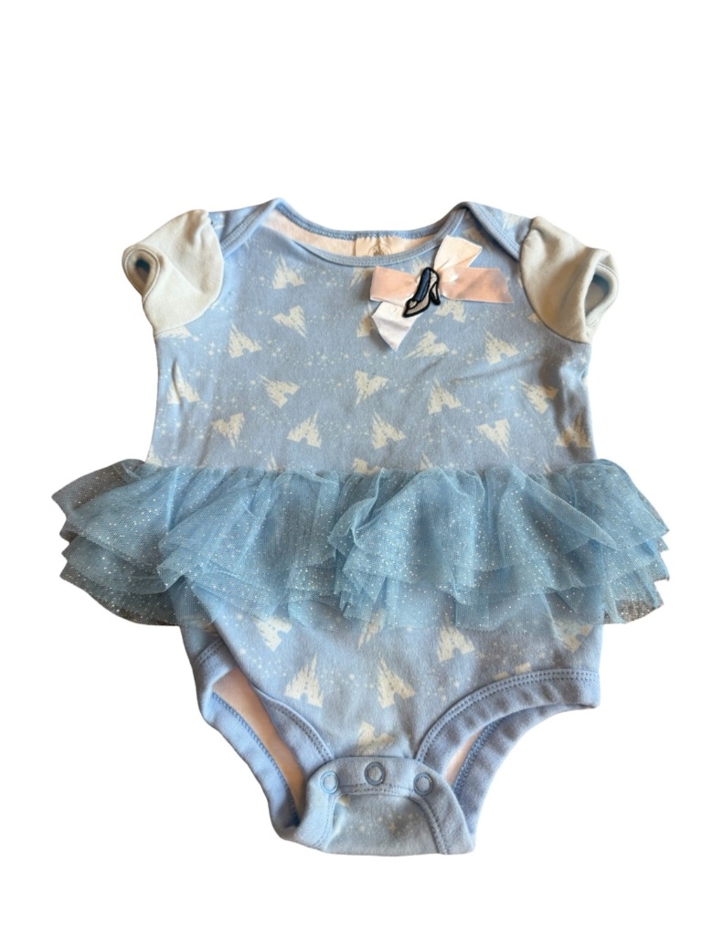 Disney Cinderella One-Piece Bodysuit Tutu Ruffle Stretch Glass Slipper 12-18 M